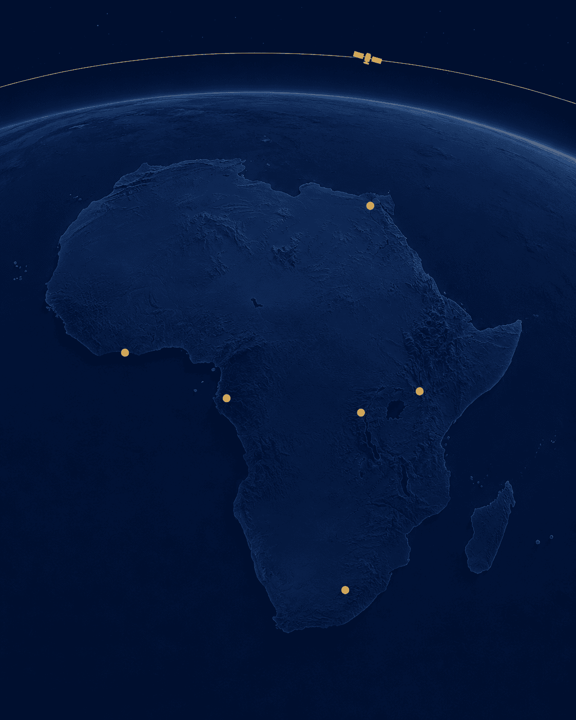 CubeSat satellite orbiting above Africa